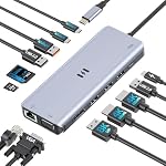 USB-C Station d'accueil pour Ordinateur portable Dual HDMI Moniteurs, Selore 13 en 1 USB-C Hub, station d'accueil avec double HDMI,8K DisplayPort,VGA,Ethernet,PD,6 USB Port A&C,SD/TF pour Windows/Mac/Dell/HP/Lenovo/Surface