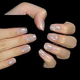 Cellophane Color Candy Holographic Dreamy Press On Nails Clear Holo Short Squoval Fake Nails Shiny...