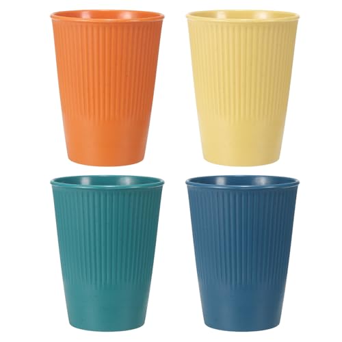 sourcing map Set di 4 bicchieri semplici per spazzolino da denti, 8,4 x 8,4 x 10,7 cm, lavabili in lavastoviglie, in plastica, riutilizzabili, per riporre pettini di dentifricio, blu scuro/verde scuro