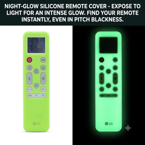 Image of Silicone Cover Compatible with LG Smart /Dual Inverter Air Conditioner Remote Control, Shockproof, Stylish, Easy to find in Darkness - Glow in Dark Green-2