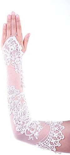 Women Wedding Gloves Fingerless Lace Bridal Gloves Sequins Banquet Evening Party Dress Gloves