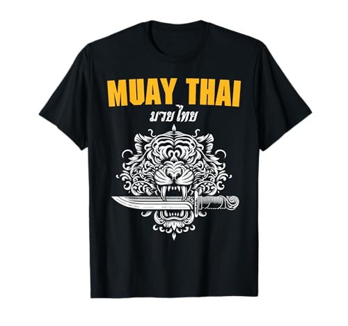 Muay Thai Sak Yant MMA Tattoo Tiger Lion Knife Martial Art T-Shirt