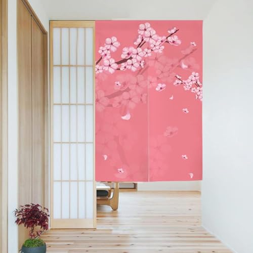 のれん 遮光 断熱 桜柄 花柄 幻位 ピンク 突っ張り棒 パーティション 和風 北欧風 オシャレ インテリア 目隠し ロング丈 防寒 防音 冷気遮断 出入り口 リビング キッチ 和室 飲食店 居酒屋 玄関用 脱衣所 風呂 棚 洋室兼用 銭湯 洗面所 飾り