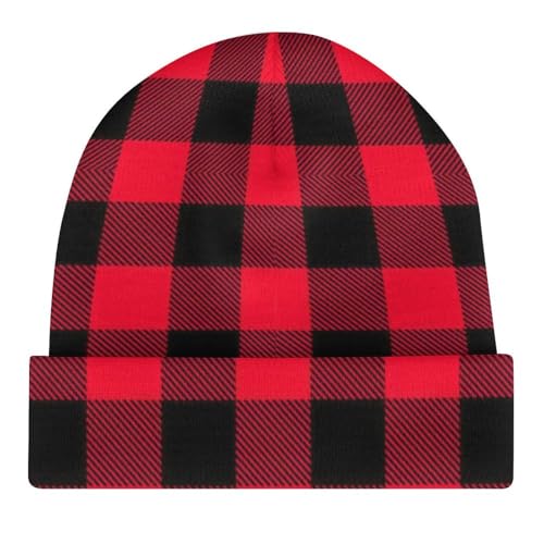 Red and Black Buffalo Plaid Kids Beanie Hat for for Girls Boys Children Cap Winter Knitted Chemo Cancer Headwear Accessories Gifts Decoration4