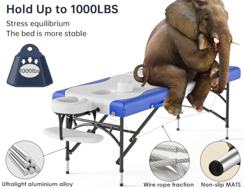 Image of CLORIS 84 inch Professional Massage Table 2 Section Portable Hold Up to 1000LBS