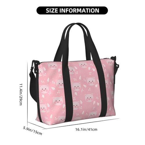 Carry On Duffle Bags Overnight Weekender Bags for Women, Cartoon Cute Pig Face Pink Personal Item Travel Bag, Travel Essentials Sport Gym Bag for Men Women2