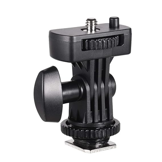 FOTOKINA Adjustable Swivel Hot Shoe Mount with 1/4" Screw – Universal Cold Shoe Adapter for DSLR Camera, Monitor, LED Light, Camcorder, Microphone – Rotating Ball Head Mount Accessory-image-10