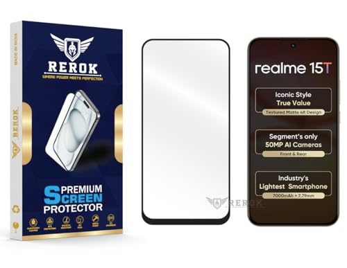 Image of Gorilla Tempered Glass Screen Protector Compatible with Realme 15T [Pack of 1] | Edge-to-Edge, Bubble-Free, Case Friendly, Easy Installation Kit
