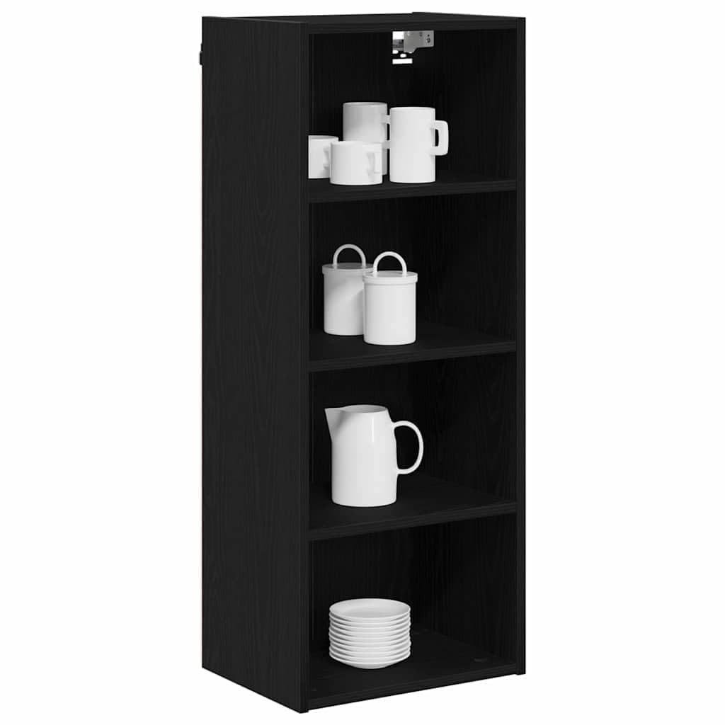 Hängeschrank Schwarz Eichen-Optik aus Holzwerkstoff 40 x 29,5 x 100 cm mit viel Stauraum, moderner Küchenschrank für Esszimmer, Vorratsschrank, Organizer und Aufbewahrung