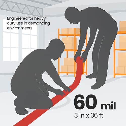 Image of DuraMark EC700 Floor Marking Tape for Concrete and Pavement | Industrial Marking Tape for Warehouses | Long-Lasting | High Durability, Red, 3 Inches by 36 Feet