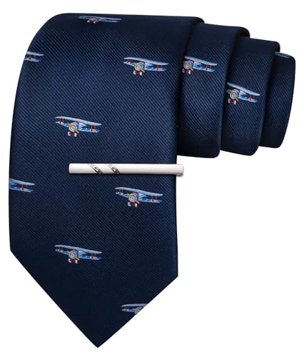 Image of Barry.Wang Silk Ties for Men Fun Necktie and Tie Clip Set for Wedding Party Business Formal Extra Long