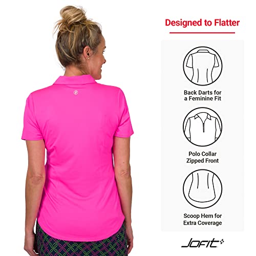 Jofit Apparel Women’s Athletic Clothing Performance Polo For Golf & Tennis, Size Medium, Fluorescent Pink #TOP3