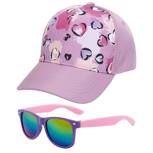 JSTHHTT Casquette Lunettes de Soleil Enfants Fille, Chapeau de Soleil Fille Queue de Cheval Doux Confortable,Casquette Enfant Lumière Respirante Anti-Soleil,Chapeau de Sport Extérieur Loisirs D'été