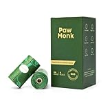 Paw Monk Certified Home Compostable Dog Poop Bags Rolls – Extra Thick, Strong & Leakproof, Easy Open – 120 Count Unscented Plant Based Pet Waste Bags