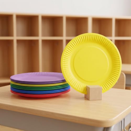 Platos de postre desechables Toddmomy arcoíris, vajilla resistente para bodas 6