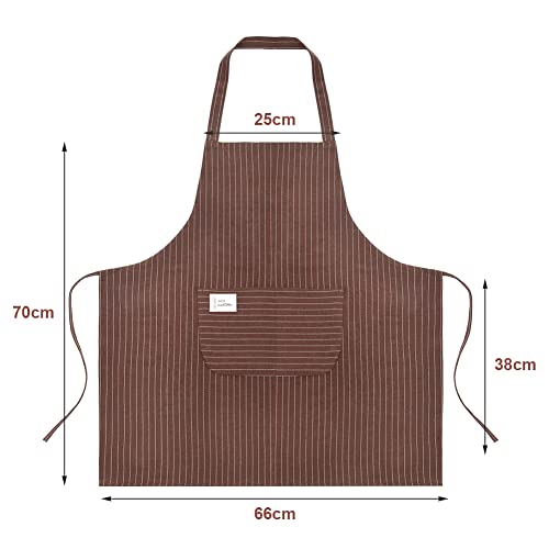 Vicloon Grembiule da Cucina Chef, 2 Pezzi Grembiule Cucina Donna Regolabile Grembiuli con 2 Tasche, Grembiule da Ristorante Grembiule da Ristorante BBQ Bar Chef Cucina, Unisex, Marrone e Verde - immagine 3