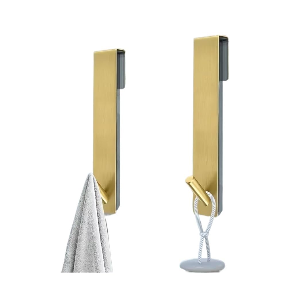 Hgniang 2PCS Stainless Steel Over Glass Door Shower Back Towel Rack S-Shape Bathroom Bathrobe Hanger Holder Hooks