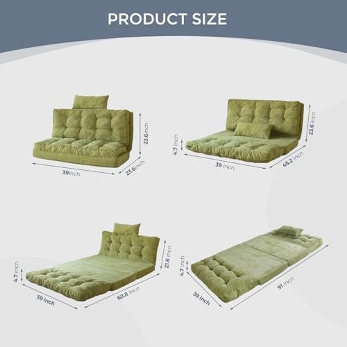 Image of MAXYOYO Folding Sofa Bed, Convertible Chair Couch, Tufted Bean Bag Sofa