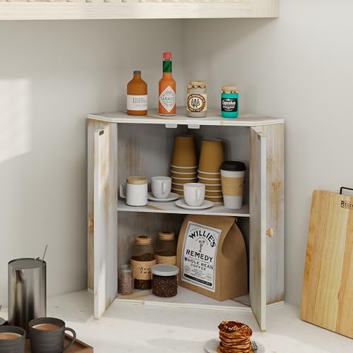 Corner Bread Box for Kitchen Counter Double Layer Bamboo Bread Storage Container Large Capacity Bread Storage Bin Farmhouse Breadbox Organizer - Image 5