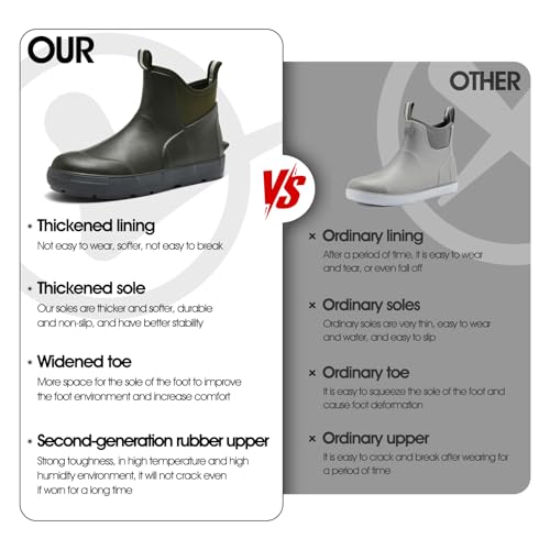 GemChve Gummistiefel Herren,Gartenschuhe herren Kurze,Chelsea Boots Damen,Arbeitsschuhe Gummistiefel Halbhoch,Deckstiefel Wasserdicht Rutschfest Geeignet Regentag Reisen Angeln Green46EU