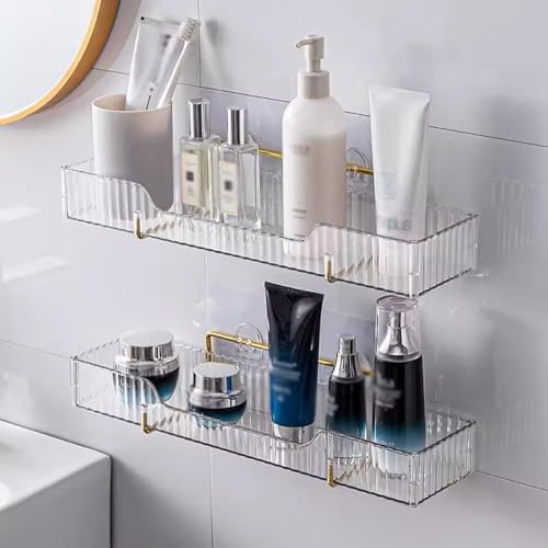 SOVGIZF Shower Caddy 2-Pack, Acrylic Adhesive Shelves for Bathroom Storage,