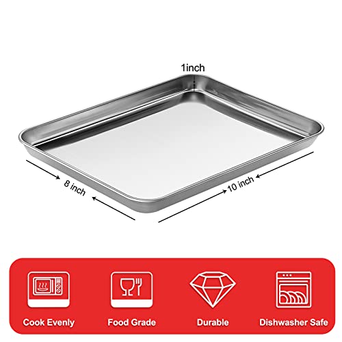 Baking Sheets For Oven, Zacfton Stainless Steel Cookie Sheet Baking Pan Toaster Oven Tray 10.5 X 8 X 1 Inch, Easy Clean & Non-Stick & Dishwasher Safe #TOP1