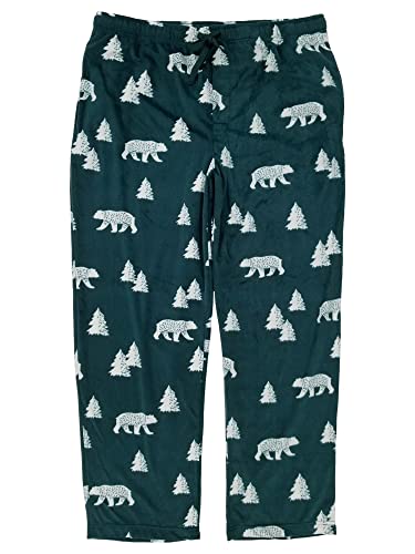 St. John's Bay Mens Green Bear Print Fleece Sleep Pants Pajama Bottoms