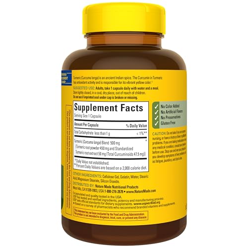 Nature Made Turmeric Curcumin 500 mg, Herbal Supplements, 120 Capsules - image 8