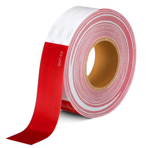 Image of Maitys 2 inch x150' DOT-C2 Reflective Tape - 11 inch Red /7 inch White Reflective Warning Safety Tape for Vehicles Cars Trucks Trailers Boats
