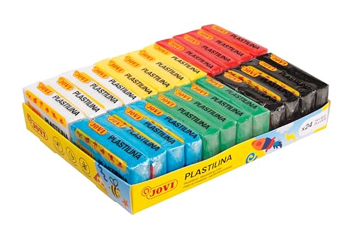 Jovi - Pack de Plastilina de Colores, 24 Pastillas de 50 Gramos, 6 Colores básicos, no Tóxica, plastilina Jovi Vegetal para niños a Partir de 3 años, plastilina para Manualidades y Juegos (P70/24B)
