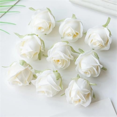 100pcs Pearl Rose Heads Silk Artificial Flower For Home Christmas Wedding Bridal Bouquet Garden Arch Party Diy Gift Accessories(