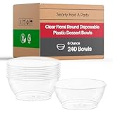 Elegant Disposable Plastic Bowls 240 Pcs - 5 oz Heavy Duty Fancy Round Clear Salad Soup Bowls – Dessert Bowls Party Set For Wedding, Christmas, Thanksgiving, Birthday & All Occasions