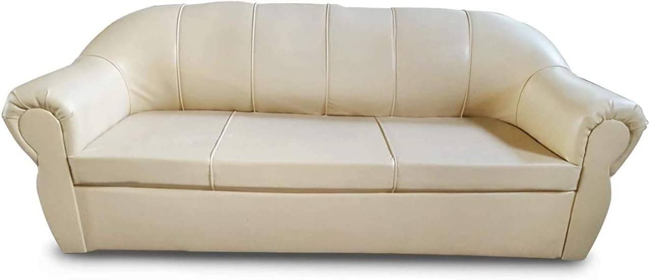 MB_FURNITURE 3 Seat Faux Leather Sofa Couch Set for Living Room, Beige