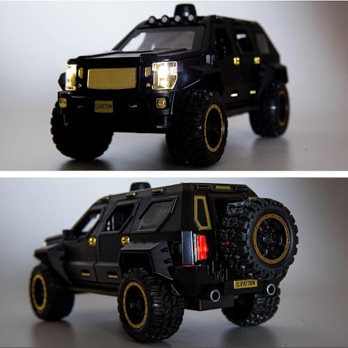 Image of DEUSON ECOM 1:24 Scale G Patton Military Toy Car for Kids Diecast Metal Car with Light Sound Pullback Openable Door, Khaki