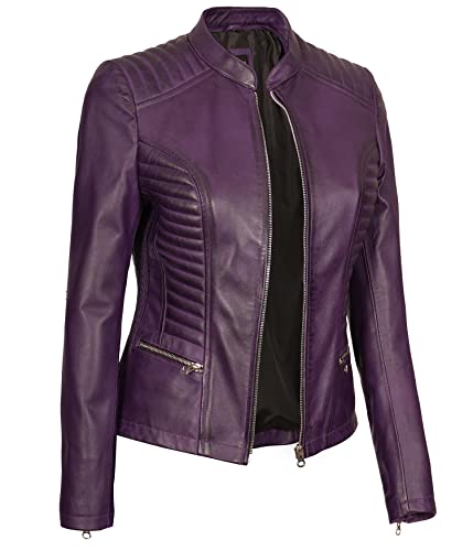 Blingsoul Leather Motorcycle Jacket For Women (N2) | [1315874] N-185 Purple, L #TOP2