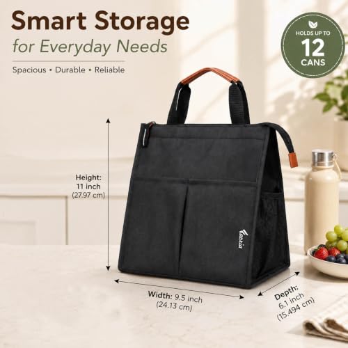 Image of Favria Insulated Lunch Bag for Office Use Men Women | Fits 3 Lunch Box,Water Bottle, Cutlery, Cans | Tiffin Box Carry Bag | 5 Pockets Big Tiffin Cover Bag Water Resistant Leak Proof (Tote Bag)