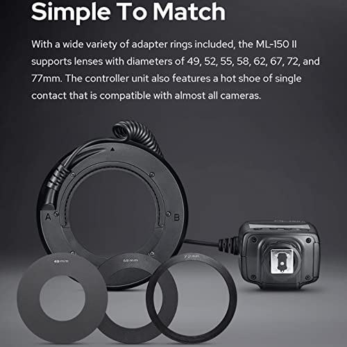 Godox Ml-150Ii Ml150Ii Macro Led Ring Flash Speedlite Gn12 0.1-2S Recycle Time 5800K±200K For Sony Canon Nikon Fuji Olympus Panasonic Dslr Cameras For Video Production, Animal And Plant Photography #TOP7