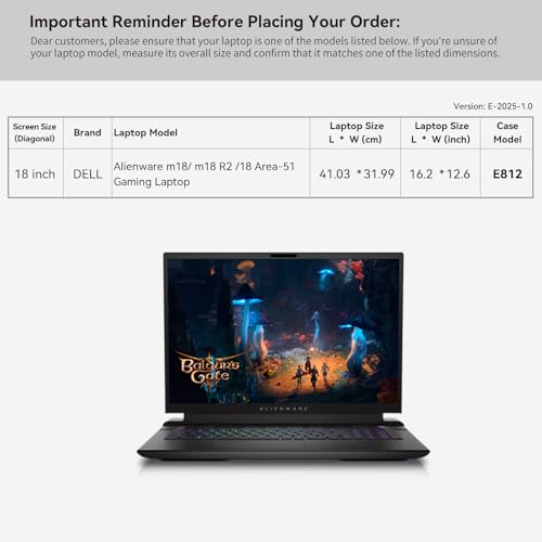 Image of Smatree 18 inch Laptop Sleeve for Alienware 18 Area-51 Gaming Laptop | for 18 inch Alienware m18 /m18 r2 Gaming Laptop,Protective Case with Accessory Pocket(E812)