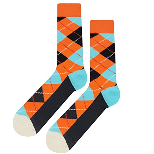 Argyle Dress Socks Funny Novelty Crazy Fun Design Men Size 8-12 Cotton Casual Crew Colorful Funky Gift for Men