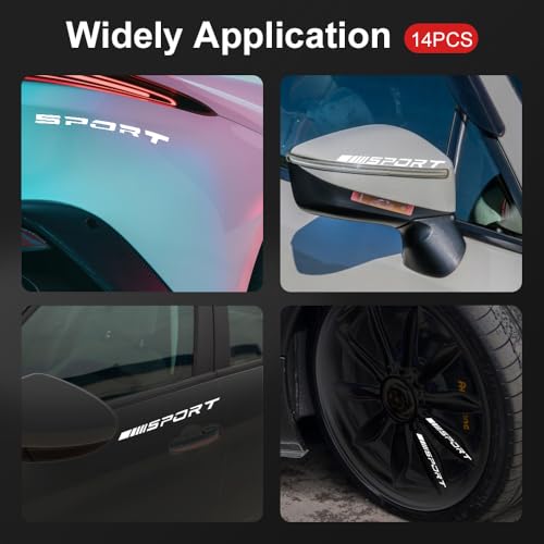Image of 14 PCS Wheel Rim Decal Stripe Car Decal Reflective Car Decal, Car Wheel Decal for 18-21 Inch Wheels,Available on Most Models,Accessory for Rims Car(White