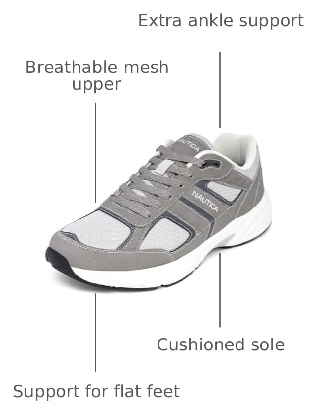 Image of Nautica Mens Running Sneakers Sport Fashion Lace-Up Athletic Soft Shoes for Gym Tennis Men - Cushioned, Breathable, Lightweight & Comfortable