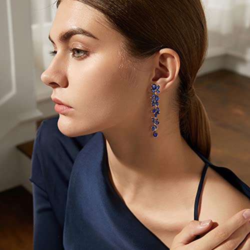 Crysdue Wedding Cubic Zirconia Bridal Dangle Earrings for Bride Bridesmaid Women, Chandelier Drop Earring for Prom Pageant Party2