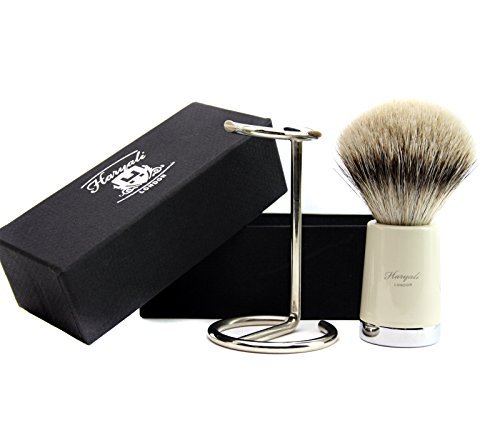 Harryali London Silver Tip Badger Hair Shaving Brush with Stand for Wet Shave