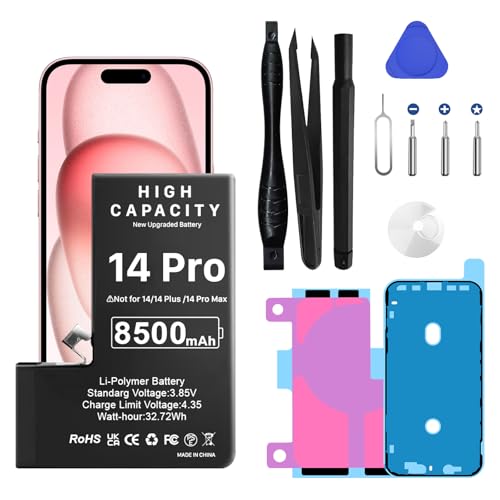 Batterie pour iPhone 14 Pro 8500mAh de remplacement haute capacité avec kit de réparation inclus