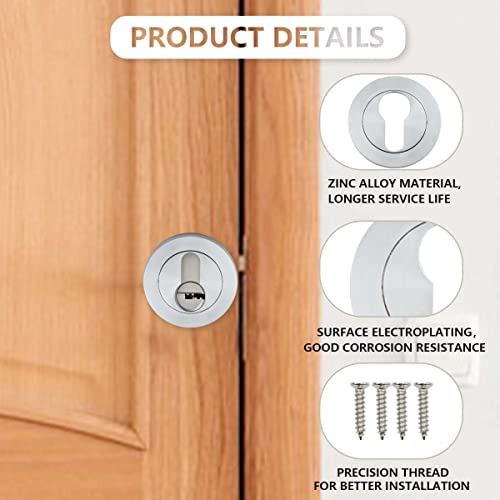 Bwintech 2 Pair 52MM Satin Chrome Lock Cylinder Hole Escutcheon Lock Cylinder Hole Cover, LOCK CYLINDER HOLE (2 PAIR) - Image 3