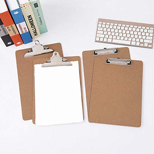 5 Pcs A5 Clipboard Wooden Hardboard with Chrome Clip and Mental Hanging Hooks Memo File Clip Board Menu Board Document Holders for Office Warehouse Home School - Image 2
