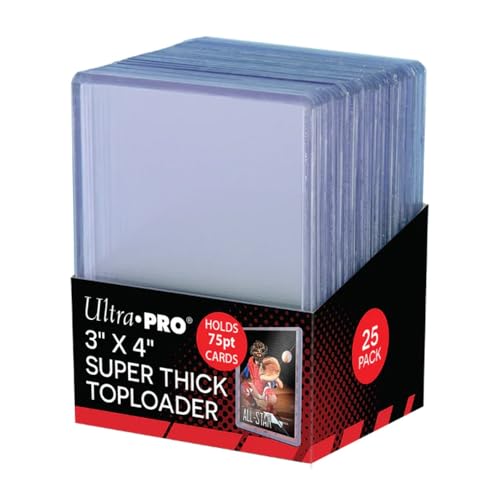 Ultra Pro 3 x 4 Super Thick Baseball Card Toploaders Polyvinyl Chloride Holds 75pt Cards (Pack of 25)