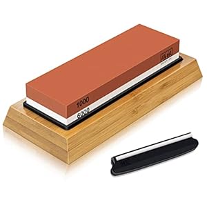 SHAN ZU Sharpening Stone, Whetstone with Angle Guide Non-Slip Bamboo Base grit 1000/6000 Knife Sharpeners, Professional…