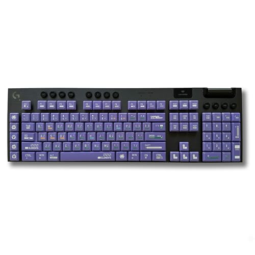 適合ロジクールG 913 TKL G 813 G 915 G 915新しいキーキャップ (紫の化学元素,87キー TKLエディション)
