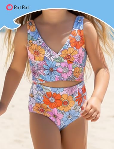 Image of PATPAT Family Matching Swimsuits Swimwear: Mommy and Me Striped Spliced One-Piece Matching Swimsuits Set